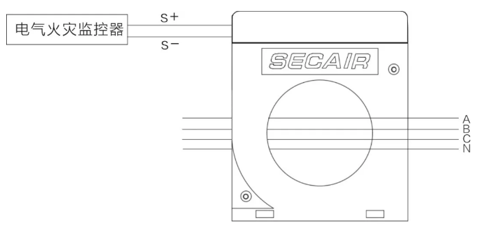 J-SCM41(160)剩余電流式<a href=http://uv114.com/dianqihuozai/ target=_blank class=infotextkey>電氣火災監(jiān)控</a>探測器接線圖